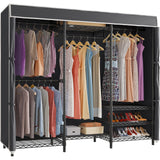 VIPEK V5C Heavy Duty Covered Clothes Rack Portable Closet Rack, Black Metal Clothing Rack with Black Upgarded Polyester Cover, Adjustable Custom Freestanding Closet Wardrobe, Max Load 800LBS