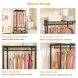 P6 Mini Rolling Clothes Rack Heavy Duty, Clothing Racks for Hanging Clothes, 23.6''W x 14''D x 74.6''H, Black FUTASSI