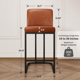 PHI VILLA Counter Height Bar Stools Set of 6, 24 Inch Barstools with Back