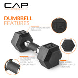 CAP 100 LB Coated Hex Dumbbell Weight Set with Comfort Grip and with Vertical Rack