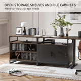66 Inch L Shaped Standing Desk with Drawers & Shelves, Executive Table Adjustable Height