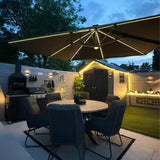 PURPLE LEAF Cantilever Patio Umbrella 10' x 10' with Solar LED Light, Grey