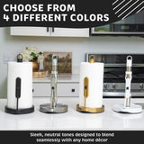 Stainless Steel Paper Towel Holder with Tension Arm and Spray Pump – One-Handed Tear, Smart Traction System, Heavy Duty Suction Cups, Weighted Base, Kitchen Towel Dispenser for Countertop Use (Silver)