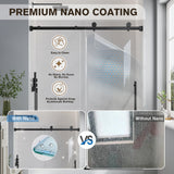 EASYWORC Frameless Glass Shower Door, 55-60" W x 76" H Sliding Frameless Shower Door, 1/4''(6mm) SGCC Tempered Glass, Explosion-Proof Film Nano Coating, Stainless Steel Hardware, Matte Black