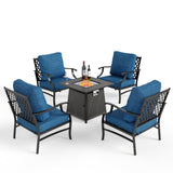 MIXPATIO 5-Piece Metal Patio Conversation Set, 28-Inch Fire Pit Table