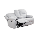 MOOLSUN Living Room Furniture Set Corduroy Recliner Compartments and Cup Holders Reclining for Home Theater/Office（A-Grey White Microfiber,Loveseat）