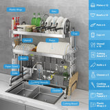 Shrivee Over The Sink Dish Drainer Drying Rack, Full Stainless Steel 3-Tier Adjustable Length Over Sink Dish Drying Rack, Large Capacity Dish Rack Over Sink for Kitchen Counter, Pots & Pans Rack