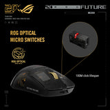 ASUS ROG 20th Edition Harpe II Extreme – Wireless Esports Gaming Mouse – 82g Lightweight, Tri-Mode Connectivity, 65K DPI, 8K Hz Polling, 24K Gold-Plated, Web Config – Gold/Black