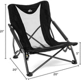 Cascade Mountain Tech Camping Chair - Low Profile Folding Chair for Camping, Beach, Picnic, Barbeques, Sporting Event with Carry Bag , Black