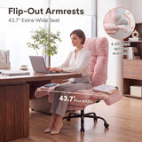 Teddy Fleece High Back Executive Office Chair with Flip Armrests (Pink)