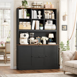 Tall File Bookcase with Power Outlet & Printer Stand, 2 Drawer Filing Cabinets for Home Office Fit Hanging A4 File