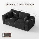 Modular Loveseat Cloud Couch, 79" Memory Foam Boneless Double Sofa, Black