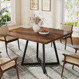 Tribesigns Square Dining Table Set of 4, 31.5" Industrial Dinner Table with Metal Base, Kitchen Table for Dining Room, Small Space, Apartment, Rustic Brown & Black (Chairs are not Included)