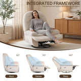 Oversized Swivel Rocker Recliner, Power Glider Recliner Chair for Adults, Zero Gravity Recliner, with Adjustable Headrest and Footrest, 270° Electric Nursery Rocking Chairs for Living Room Bedroom