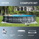 INTEX Above Ground Swimming Pool Set, Ultra XTR 24' x 52" Round Frame Bundled with 2 Pack OptiFlow Premium Pure Silica Filter Pool Sand, 50 lb Bag
