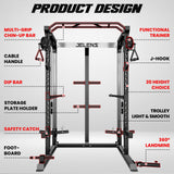 JELENS C21 Power Cage, 2000LBS Multi-Function Power Rack with Independent Dual Pulley System, All-in-One Squat Rack for Cable Crossover, Home Gym Workout Machine (Black, C21 Power Cage)