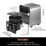 Stainless Steel Air Fryer Ceramic 12 in 1, Dual-Blazes in Steel Housing, 6QT 2-3 Servings Visible 8.27" Basket with Teflon-Free Premium Coating, 1700W, DAYBEST Dishwasher Safe Kits (Stainless Steel)