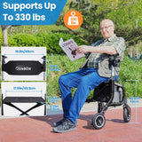Rollator Walker for Seniors/Adults Foldable Rolling Walker with Seat 330 lbs Capacity 10 inch Wheels Hand Grips Adjustable Height Lightweight Durable Aluminum Walker Removable Back Support (Black)