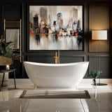Empava 69 Inch Freestanding Bathtub, Acrylic Soaking Tub with 15" Internal Water Depth & Non-Slip Bottom, Modern Oval White Tub for One Adult, 58 Gallon Capacity, cUPC Certified