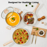 13 Pcs Pots and Pans Set, Nonstick Cookware Sets White Granite Induction Cookware, Non-toxic Healthy Non stick Kitchen Cooking Set