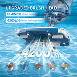 ENHULK Pool Vacuum for Above Ground Pool, Upgraded 13.4" Wide Head & Telescopic Pole, 18.5 GPM Powerful Suction, 60 Mins Runtime, Cordless Handheld Rechargeable Pool Cleaner for Inground Pools, PC15