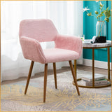 Furry Desk Chair, Comfy Armchair with Faux Fur for Teen Girls, Pink, 2PCS