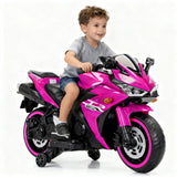 12V Electric Ride On Motorcycle for Kids, Training Wheels, Full Hand Drive Motorbike Toy, Perfect for Boys and Girls (3-8 Yrs) (Pink)