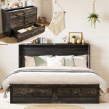 LUXOAK Queen Murphy Cabinet Bed with with Storage & Charging Station