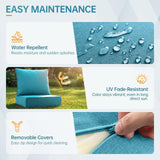 Outdoor Furniture Cushions, 6 inch Thick Seat Cushions for Outdoor Furniture, Waterproof 24x24 Patio Couch Cushions, Replacement Chair/Sofa Cushion, Include 4 Back & 4 Seat Cushion, Thick/Cyan Blue