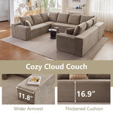 Sectional Cloud Couch for Living Room, Big Comfy Corduroy Couches Set with Fluffy Memory Foam