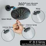 BEIYI 3 Handle Tub Shower Faucet, Three Handle Tub and Shower Faucet Set Bathtub Faucets Sets Complete with 6" Shower Head and Tub Spout, 3 Knods Shower Trim Kit, Matte Black