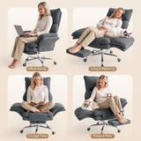Cross Legged Office Chair with Footrest, Big and Tall Comfy Ergonomic Reclining Executive Chair Wide Seat with Flip-Down Armrests