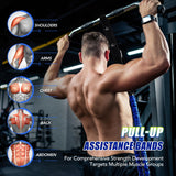 ALongSong Pull Up Assistance Bands with Foot Support Pedal - Upgrade Heavy Duty Resistance Bands Adjustable Weight/Height with 5x80Lbs Bands&Measured Strap for Strength Training Home Gym Core Workout