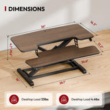 SANODESK 36" Standing Desk Converter, Smooth Mechanical Spring Effortless Lift Sit-Stand Riser for Dual Monitors, Heavy Duty Workstation with Keyboard Tray, Walnut