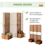 Outsunny Freestanding Outdoor Privacy Screen, 4 Self-Draining Planters/Raised Garden Beds