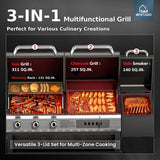 MFSTUDIO Heavy Duty 3 Burner Gas and Charcoal Grill Combo w/Offset Smoker