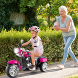 Costzon Kids Motorcycle, 6V Battery Powered Ride on Chopper Motorcycle w/Horn, Headlight, 3-Wheel Stable Ride on Toys, Electric Toddler Motorcycle for Kids, Gift for Boys Girls (Rose Red)