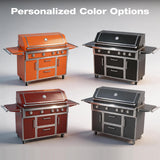 RENDGO LPG 4 Cast Burners Outdoor Kitchen Grill Island, 99,000 BTU, Grey Painting