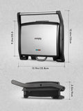 Yabano Panini Press Grill, Gourmet Sandwich Maker, Electric Indoor Grill with Non-Stick Cooking Plate and Removable Drip Tray, Easy to Clean, Stainless Steel
