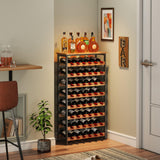48 Bottles Floor Wine Rack with Wood Top, Freestanding Wine Bottle Organizer Shelf | 25.2''L x 10.7''W x 47.2''H Sonyabecca