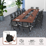 Folding Conference Table with Wheels, Flip-Top Mobile Training Table Modular Conference Room Tables, Space Saving Seminar Meeting Tables for Office School Business Classroom(Walnut 1 4PCS 47.2in)