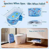 MORAIS Baby Bathtub Collapsible & Portable, Foldable Toddler Bath Tub with Dual Drain Plug and Padded Bottom, Travel & Shower Ready, Easy to Clean, Space-Saving Tub, 12 Months+