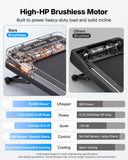 MERACH UltraWalk W60 Walking Pad Treadmill with 12% Auto Incline, Under Desk Walking Pad 400lb Capacity, Max 3.5HP Heavy Duty Walking Pad with Incline for Tall People with BT Speaker, RGB Light & APP