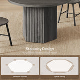 Round Dining Table for 4 6 People 47" Fluted Kitchen Dinner Table Modern Wooden Circle Dining Room Table