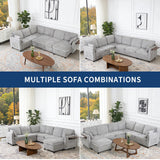 Modular Sectional Couch with Pull Out Sofa Bed, 116" U Shaped Modular Cloud Sofa Set with Ottoman, Charging Port & Foldable Side Table, 7 Seater Comfy Chenille Sleeper Couch for Living Room, Grey