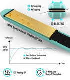 Mnsyflns 2 in 1 Hair Straightener and Curler-15s Fast Heating Ceramic Flat Iron, LCD Temp Display, Wide Plates for Short/Long Hair, Portable Travel Straightener with Heat-Resistant Glove & Clips,Green
