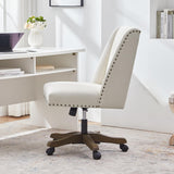 Upholstered Armless Office Chair Fabric Swivel Home Desk Chair with Wheels