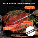 Wireless Meat Thermometer with Smart Timer & APP Alerts, 800ft Bluetooth Grill Food Thermometer, 4 X 0.19In Ultra Thin Probes, ±0.5℉ Accuracy, Big Digital Backlit Screen