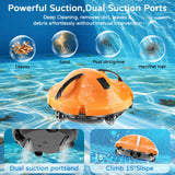 2026 NEW Cordless Robotic Pool Cleaner, Automatic Robotic Pool Vacuum Cleaner with Dual Motors, 130mins Runtime & Auto Docking Pool Vacuum Robot for Inground Pools Up to 1100 Sq.Ft, JQR-V201, Orange