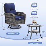 wildformers Luxury Outdoor Swivel Wicker Glider Patio Chairs with Table Set